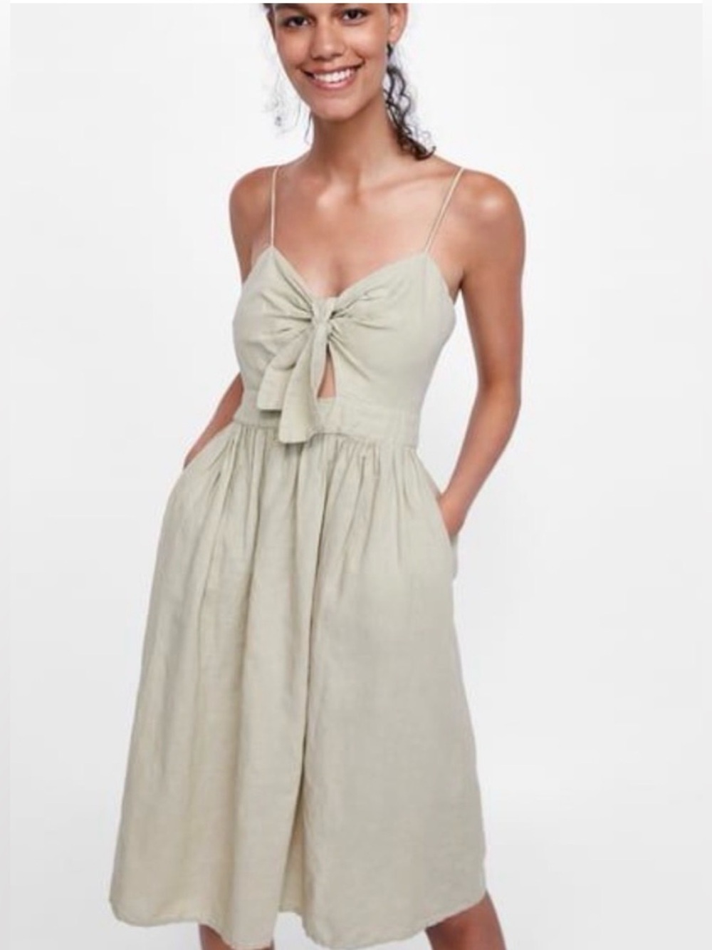 Zara Linen Knotted Dress